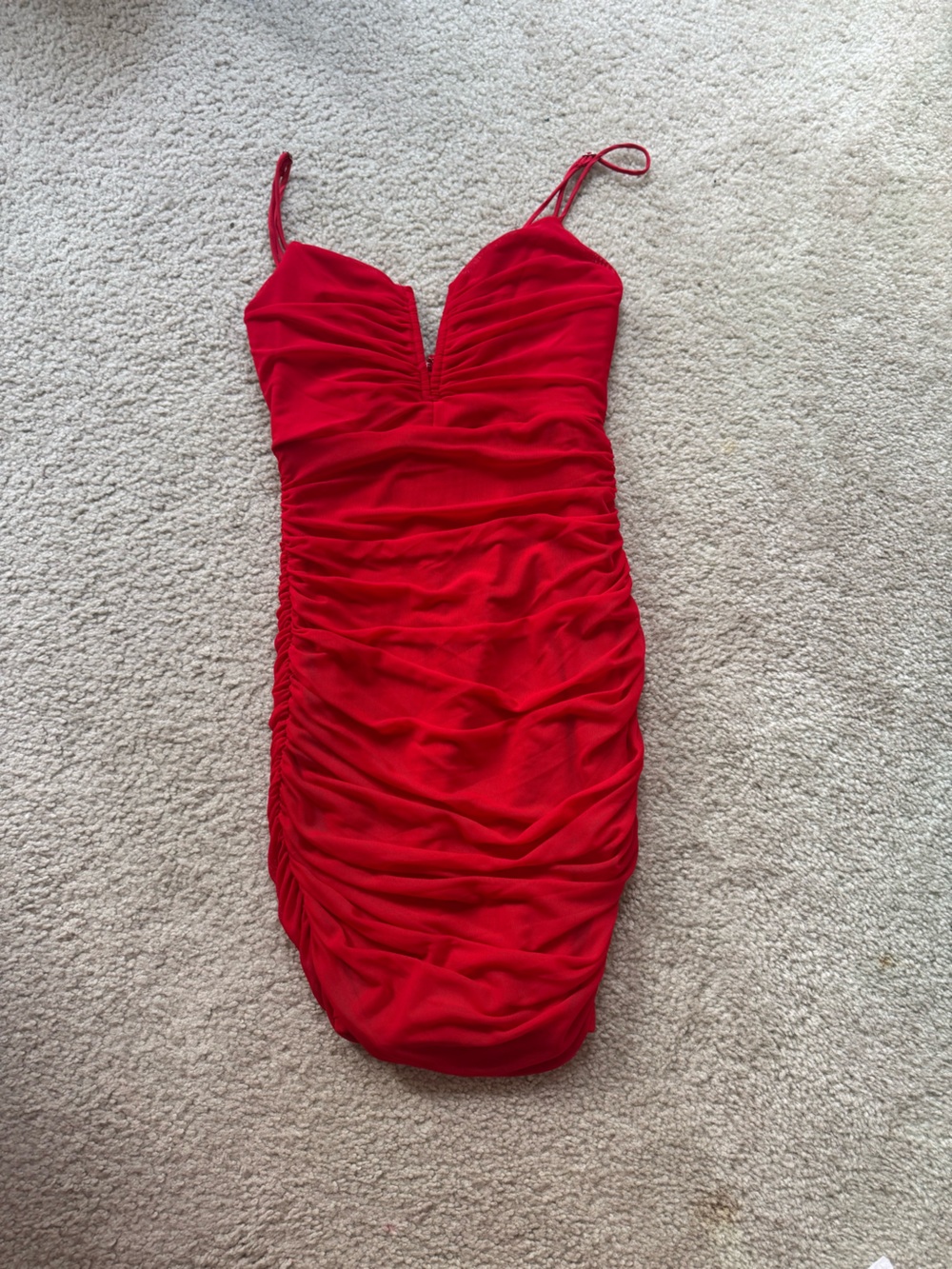 Red Ruched Girls' Bodycon Mini Dress